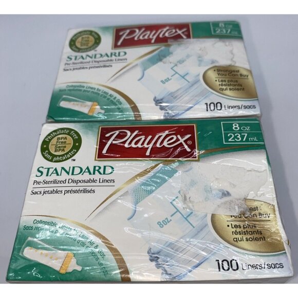 200 Playtex Standard Baby Bottle Pre-Sterilized Disposable Liners 8 oz Sealed - Picture 1 of 11